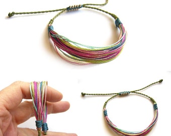 Armband Makramee, micromacrame bracelet, Makrameeschmuck, Geschenk für Frau, bunt, multistrand