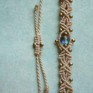 Macrame bracelet, micromacrame bracelet, sand/natural, filigree micromacrame bracelet, Toho seed beads, glass bead, mystical