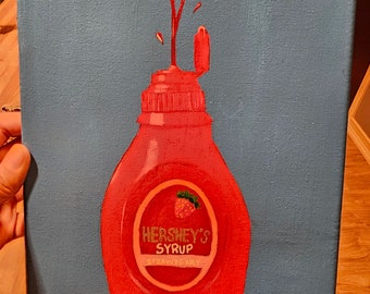 Strawberry syrup painting