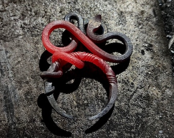 Forged iron snake, Moon necklace, Viking necklace, Viking pendant, Viking jewelry, Jormungandr Pendant, Jormungand