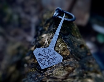 Viking necklace, Viking pendant, Thor’s hammer, iron pendant, iron necklace, Viking compass, mjolnir pendant, mjolnir necklace