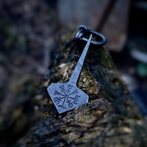 Viking necklace, Viking pendant, Thor’s hammer, iron pendant, iron necklace, Viking compass, mjolnir pendant, mjolnir necklace