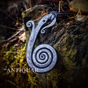 viking dragon pendant,black dragon pendant, iron pendant, iron jewelry, viking pendant, iron necklace, viking necklace, forged pendant,
