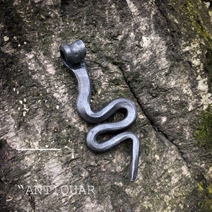 Hand forged snake necklace/serpent/iron/viking/forged/vikings/blacksmith made/mystic/amulet/pendant/hand forged/jormungandr/necklace/steel