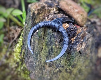 Moon Necklace, hand forged pure iron pendant