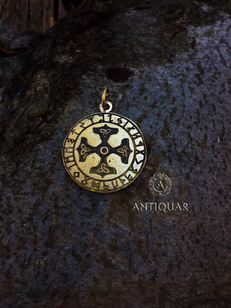 Ancient runes Rune pendant Viking amulet Thor hammer pendant Symbol rune triquetra necklace brass