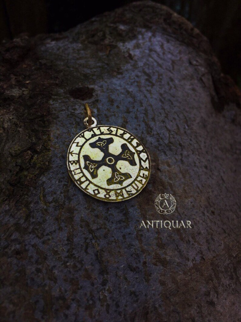 Ancient runes Rune pendant Viking amulet Thor hammer pendant Symbol rune triquetra necklace brass