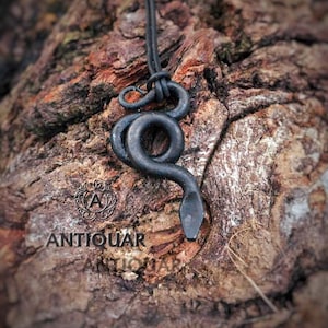 Serpent necklace, Viking necklace, Viking pendant, gothic serpent necklace, forged pendant,