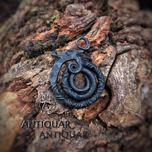 Ouroboros en fer forgé, jormungandr, collier viking, pendentif viking, bijoux viking