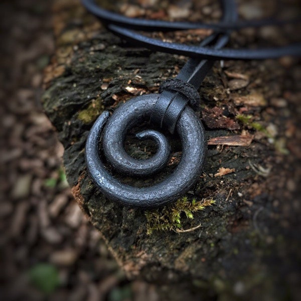 Celtic spiral pendant/hand forged/viking/norse/jewelry/pendant/necklace/forged/blacksmith/steel/iron/vikings/Viking jewelry/iron necklace