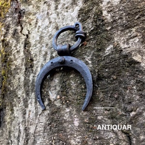 hand forged moon pendant/blacksmith/viking/pagan/talisman/nordic/blacksmith made/vikings