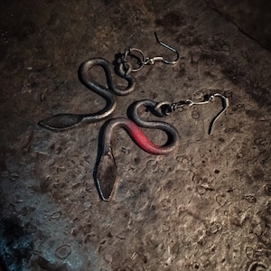 snake earrings, iron earrings, steel earrings, hand forged earrings, iron jewelry, gothic gewelry, gothic earrings, viking earrings,