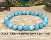 Larimar beaded bracelet, Larimar Quartz bracelet, Larimar Quartz beads, Larimar bracelet, mala, yoga, reiki, chakra,