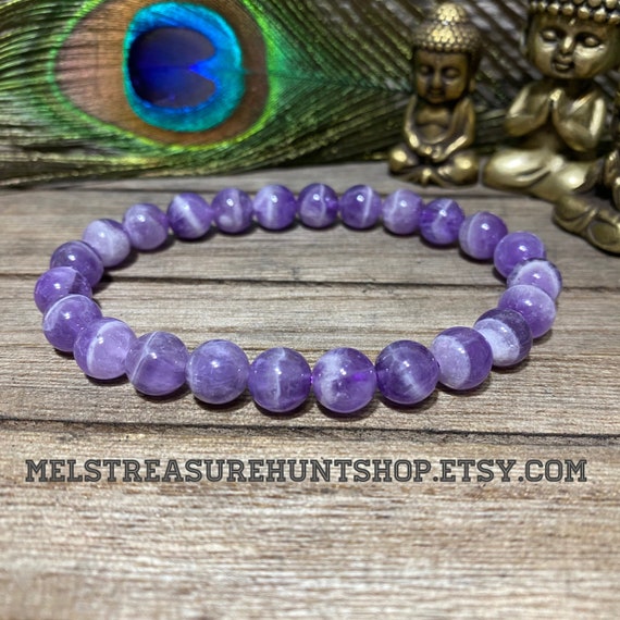Stunning Chevron Amethyst Bead Bracelet Amethyst Bracelet Dream
