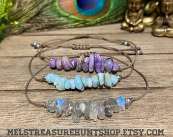 45 VARIETIES of Dainty Bracelets! , Larimar bracelet, moonstone bracelet, labradorite bracelet, Chrome Diopside, Purple Charoite, Peridot,