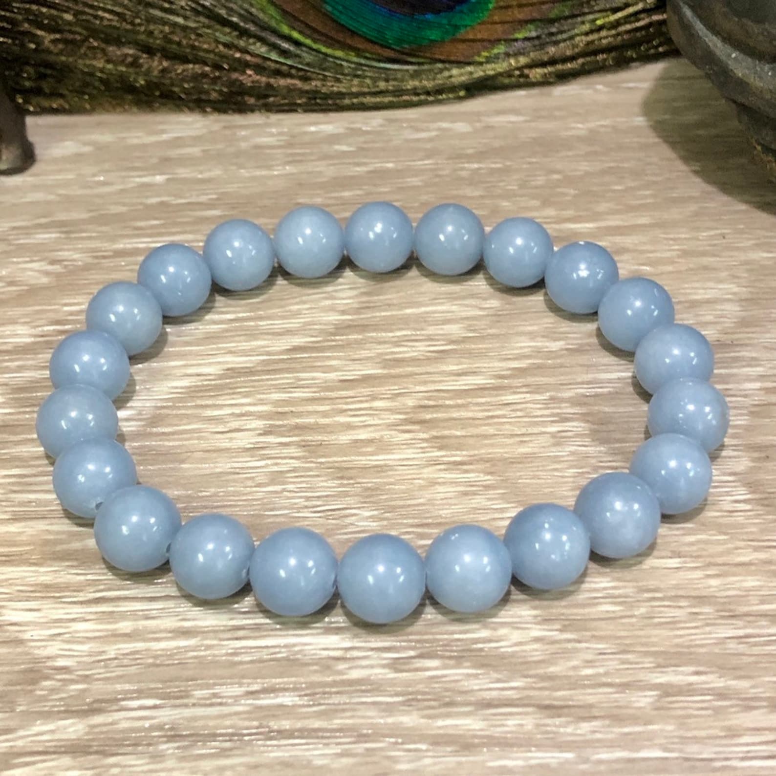 Angelite Bead Bracelet Angelite Bracelet Angelite Beads Etsy