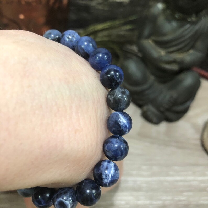 crystal healing chakra Sodalite beads reiki yoga boho hippie Sodalite bracelet Sodalite bead bracelet maka Sodalite