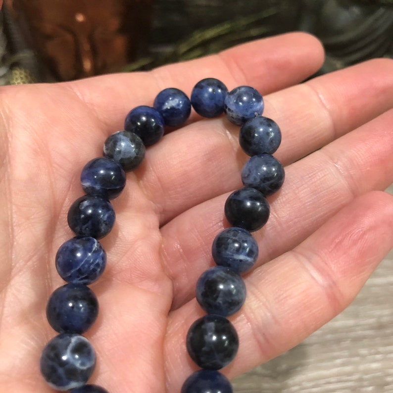 crystal healing chakra Sodalite beads reiki yoga boho hippie Sodalite bracelet Sodalite bead bracelet maka Sodalite