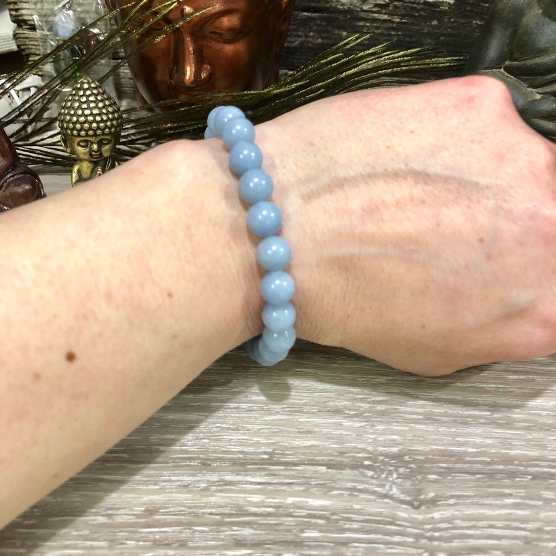 Angelite Bead Bracelet Angelite Bracelet Angelite Beads Etsy