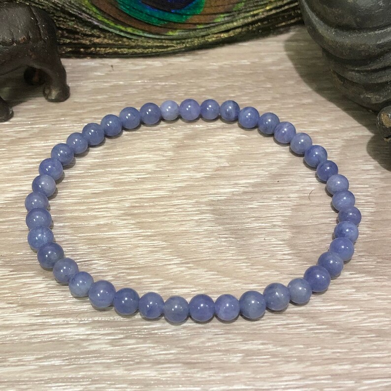 Tanzanite gemstone reiki Tanzanite beaded bracelet dainty crystal healing mala Tanzanite Tanzanite beads minimalist yoga chakra