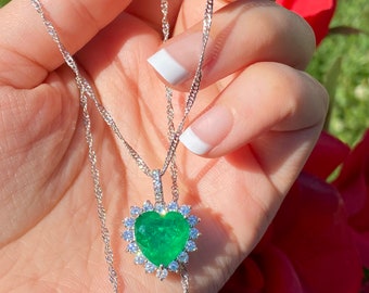 Birthstone Necklace Simple Jardin Sterling Silver Emerald Gemstone Necklace Emerald Necklace Green Necklace Natural Emerald Necklace
