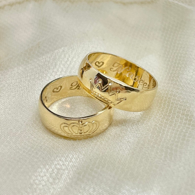 King and Queen Wedding Bands in 18K Solid Italian Gold Etsy
