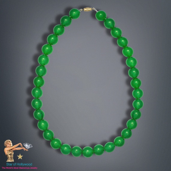 Jadeite Jade Bead Necklace with Carved Jade Pendant i… - Gem