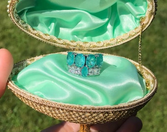 À couper le souffle, bague multi-pierres Muzo, émeraude de Colombie bleu néon bleu 25 carats avec anneau de luxe