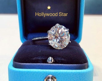 Star of Hollywood, Large Solitaire Promise Engagement Wedding Ring, Diamond Ring, Every Day Dainty Ring, First Love