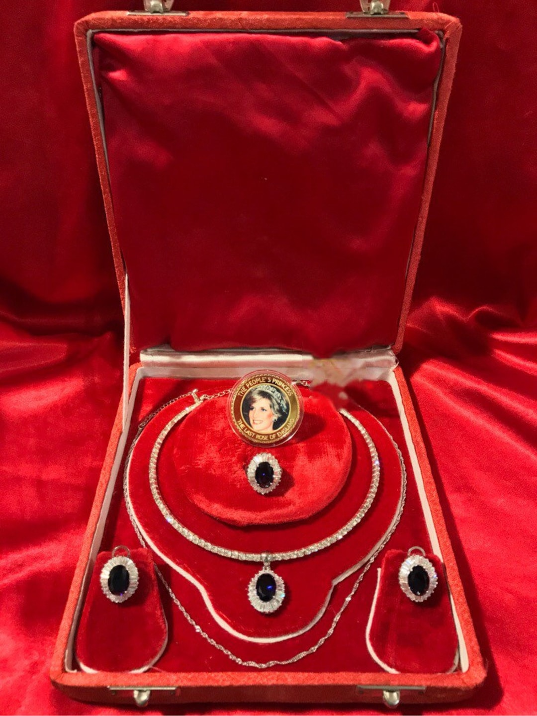 Princess Diana Sapphire and Diamond Jewelry Set Royal Memorabilia