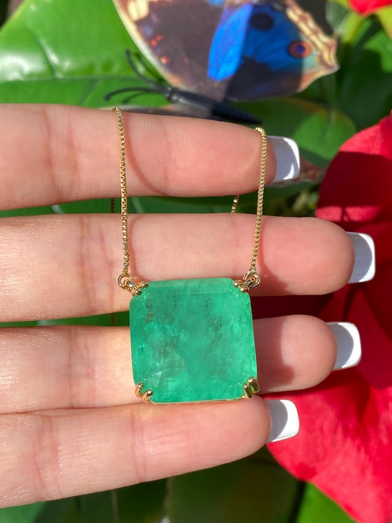 Genuine Emerald Necklace [18K Gold Vermeil]