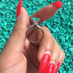 Natural Paraiba Tourmaline Solitaire Engagement Ring over 1+ Carat! Copper Bearing Paraiba Brazil Neon Vivid Blue