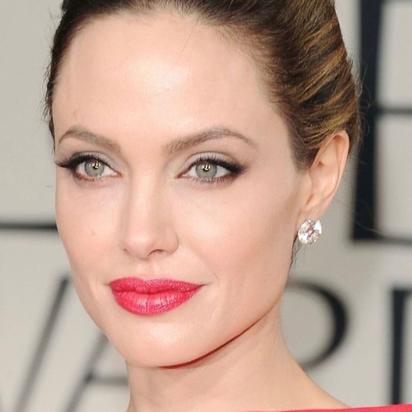 Inspiré d'Angelina Jolie, gros clous d'oreilles en diamant, inspiré des célébrités hollywoodiennes, solitaire rond de 10 mm de large, or, argent ou acier inoxydable