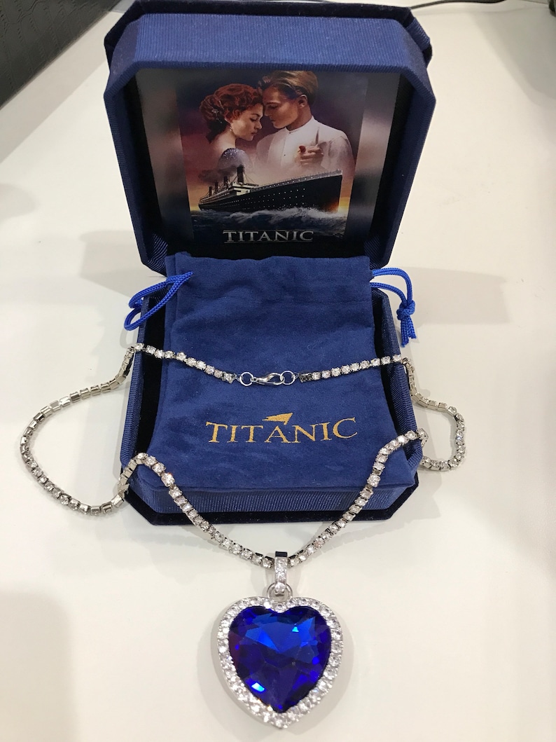 Titanic Necklace , Heart of the Ocean Necklace, Forever Love, Sapphire Necklace , Inspired by Titanic, Rose Necklace from Titanic zdjęcie 6