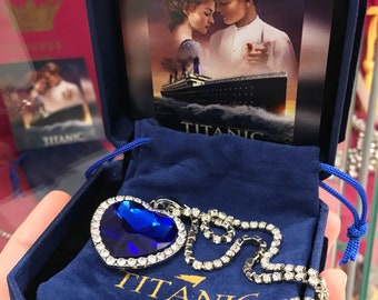 Collier Titanic , Collier Coeur de l’Océan, Forever Love, Collier Saphir , Inspiré du Titanic, Collier Rose de Titanic