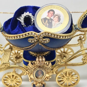 Bague en saphir royal, inspirée de la princesse Diana, livrée avec une pièce d'or du prince Charles et de la princesse Diana, bague en saphir et diamant image 5