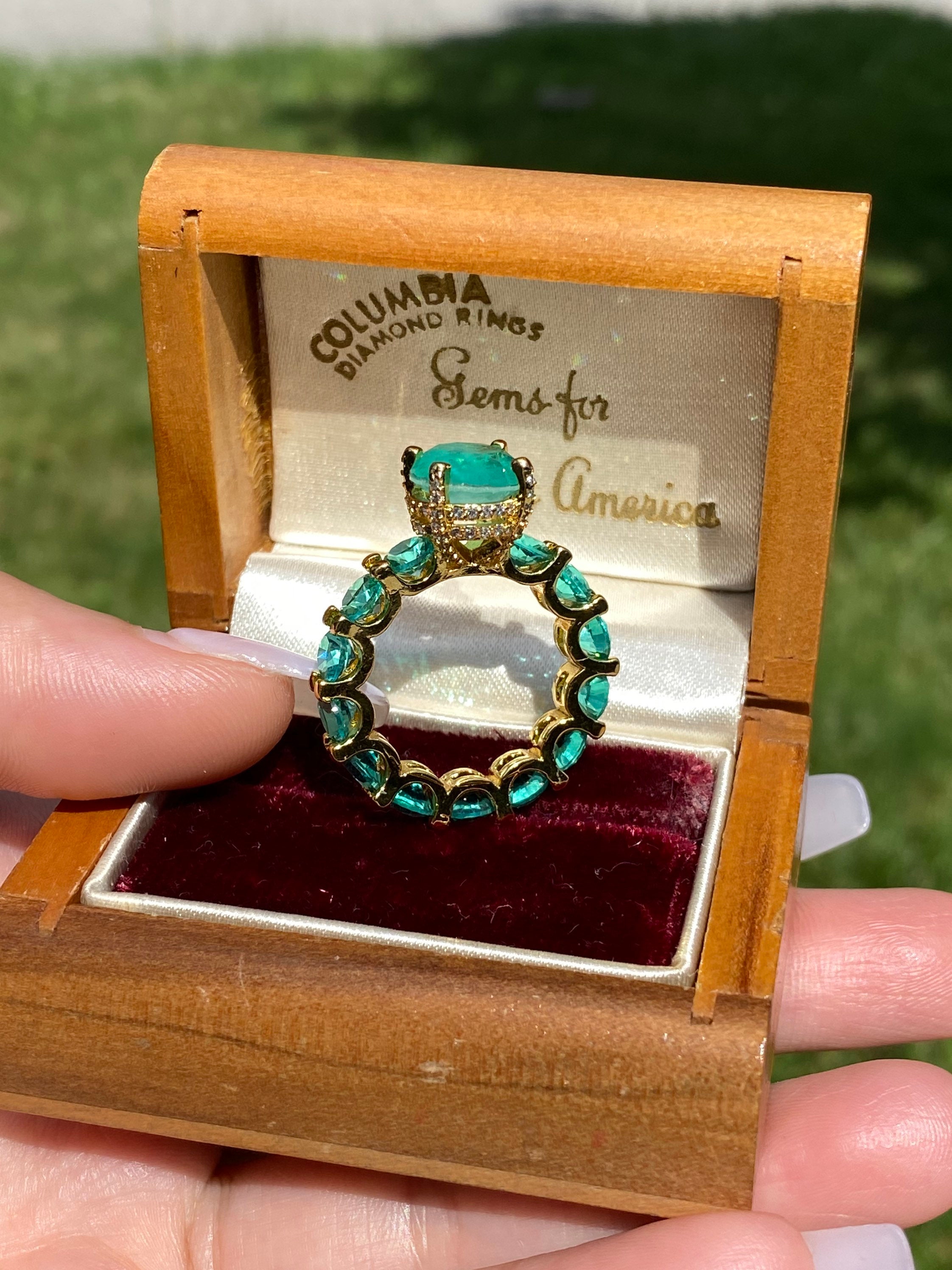 100% Genuine Columbia Emerald Gem Multi Gemstone Ring Band