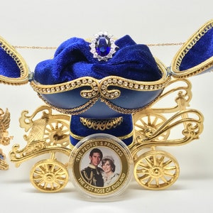 Royal Sapphire Ring, Inspired by Princess Diana, comes with golden coin of Prince Charles and Princess Diana, Sapphire and Diamond Ring image 4