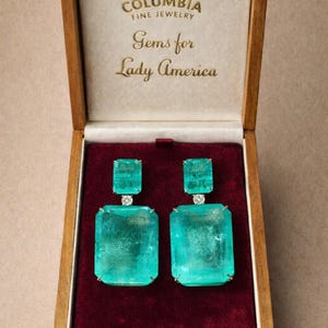 Lady America - Kolumbianische Smaragd-Ohrringe - Neongrüne Statement-Ohrringe - Luxusschmuck - Promi-inspiriert - Geschenk für Sie