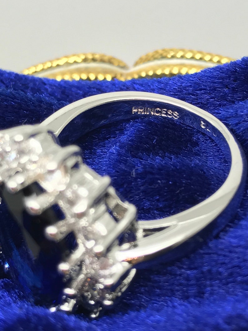 Royal Sapphire Ring, Inspired by Princess Diana, comes with golden coin of Prince Charles and Princess Diana, Sapphire and Diamond Ring image 8