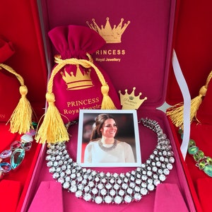 Princess Kate Duchess of Cambridge Luxury Crystal Choker Necklace Inspired by Royal Family Princess Kate