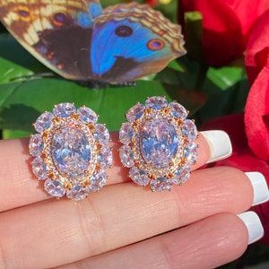 100% Natural Austrian Crystal Earrings, Shines and Sparkles like nothing else on earth, 14K Rose Gold Vermeil Multi stone Stud Earrings image 6