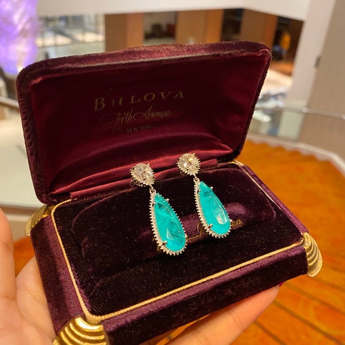 Imperial Elegance Natural Paraiba Tourmaline Earrings Dangle - Etsy