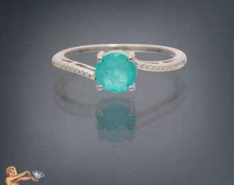 Beautiful and Mysterious 1ct Glowing Paraiba Tourmaline and Diamond Ring, Solitaire Ring, Engagement Ring, Wedding Ring, Promise Ring Luxury