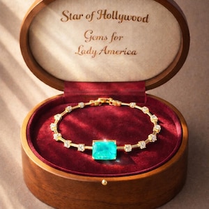 Lady America, Glowing Paraiba Tourmaline Bracelet, Minimalist Gold or Silver Bracelet, Dainty Crystal Bracelet, Luxury Gift for Her image 9
