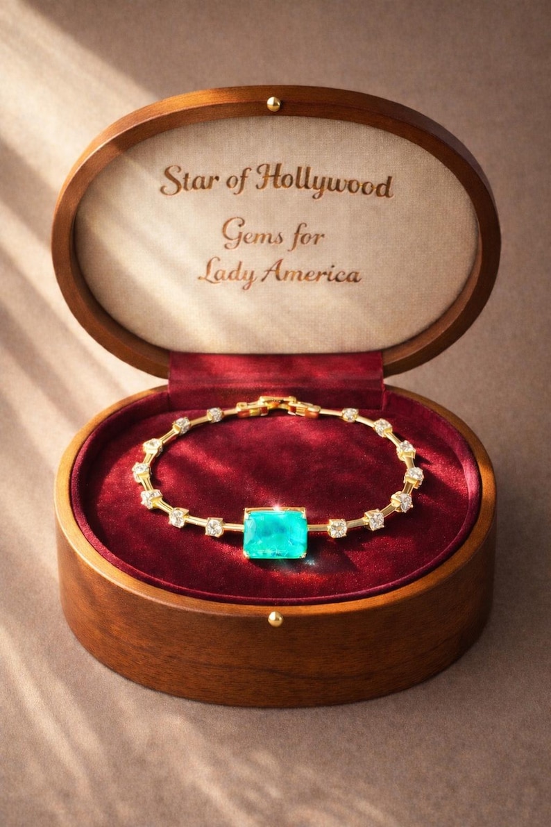 Lady America, Glowing Paraiba Tourmaline Bracelet, Minimalist Gold or Silver Bracelet, Dainty Crystal Bracelet, Luxury Gift for Her image 9