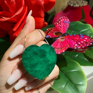 Big and Bold, Beautiful & Mysterious, Huge 40mm Natural Forest Green Emerald Zambia, Large Emerald Necklace, Dark Green, Forest Green Gem