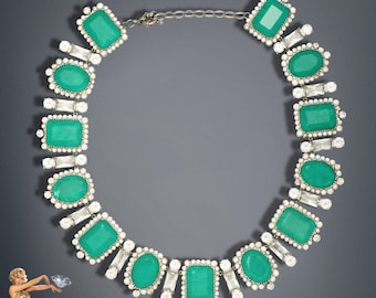 Regal Collection, Imperial Elegance, Natural Colombian Emerald Charm Necklace, Multi Gem Necklace, Handcrafted Masterpiece of Art, Gift