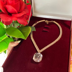 Star of Hollywood, Celebrity Inspired, World Largest Diamond Necklace, Charm Necklace, Choker Necklace, Austrian Crystal Collare 925 Silver