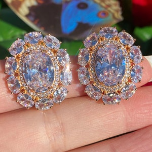 100% Natural Austrian Crystal Earrings, Shines and Sparkles like nothing else on earth, 14K Rose Gold Vermeil Multi stone Stud Earrings image 2